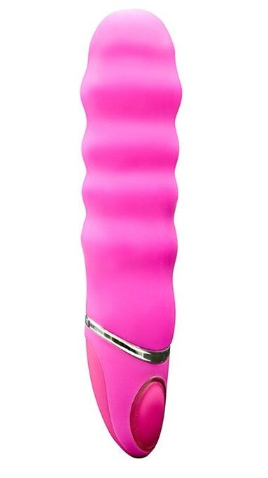 Розовый перезаряжаемый вибратор PROVIBE с волнами на стволе - 14 см. купить в секс шопе