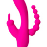 Ярко-розовый тройной вибростимулятор SPANKY - 21 см. купить в секс шопе