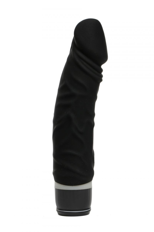 Чёрный силиконовый вибратор-реалистик - 19,5 см. купить в секс шопе