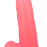 Нежно-розовый фаллоимитатор с мошонкой на присоске - 16,5 см. купить в секс шопе