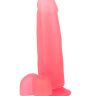 Нежно-розовый фаллоимитатор с мошонкой на присоске - 16,5 см. купить в секс шопе