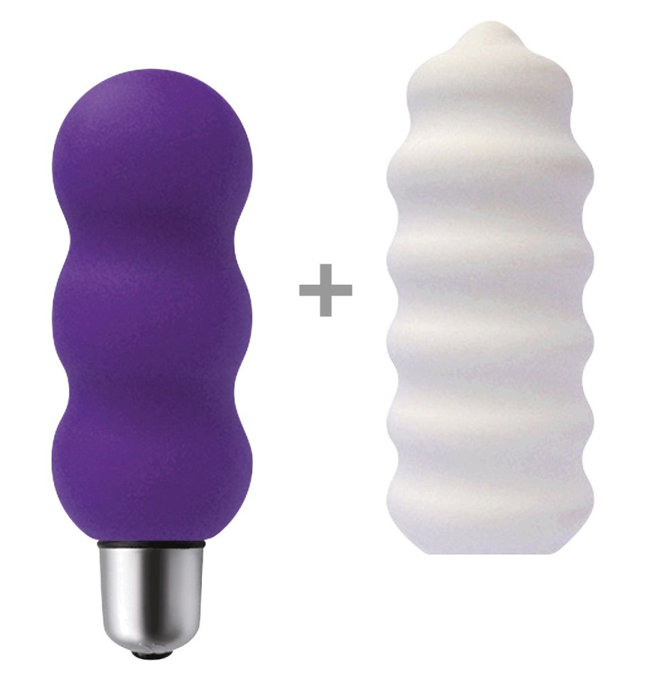 Мощная вибропуля Gyro с двумя сменными насадками - фиолетовой и белой купить в секс шопе