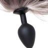 Черная анальная втулка с хвостом чернобурой лисы - размер М купить в секс шопе