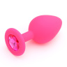 Розовая анальная пробка  Оки-Чпоки  с кристаллом - 8 см. купить в секс шопе