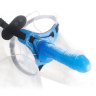 Синий вибрострапон 7  Harness Realistic Dong - 17,5 см. купить в секс шопе