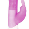 Розовый силиконовый вибратор hi-tech с клиторальным отростком - 21 см. купить в секс шопе