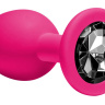 Средняя розовая анальная пробка Emotions Cutie Medium с чёрным кристаллом - 8,5 см. купить в секс шопе