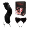 Игровой набор в черном цвете: ободок-ушки, анальная пробка, хвостик купить в секс шопе