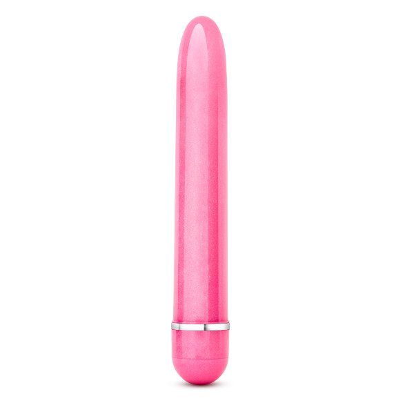 Розовый тонкий классический вибратор Slimline Vibe - 17,8 см. купить в секс шопе