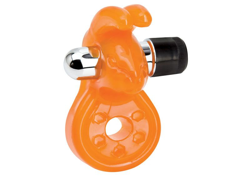 Оранжевое эрекционное кольцо с вибрацией и стимулятором клитора Sex Please! Wiggily Vibrating Cock Ring купить в секс шопе