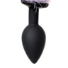 Черная анальная втулка с фиолетово-белым хвостом - размер S купить в секс шопе