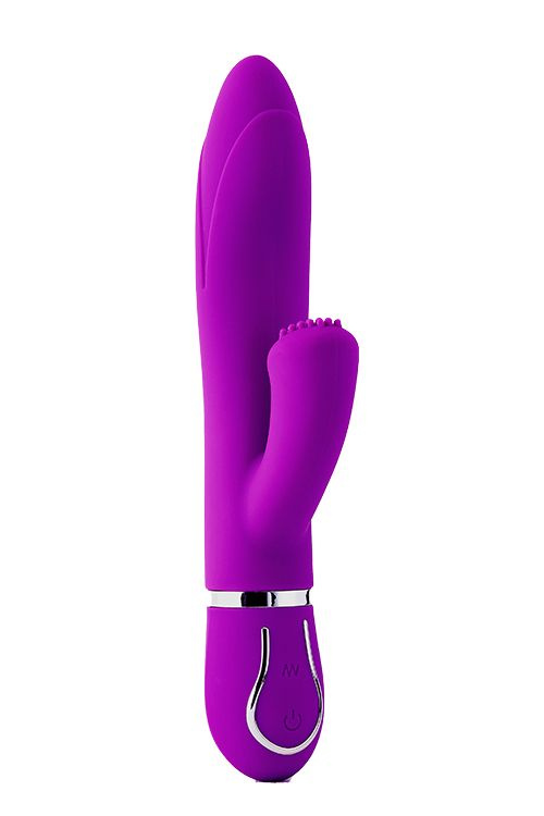 Фиолетовый вибратор-кролик TENDER TULIP с пупырышками - 22 см. купить в секс шопе