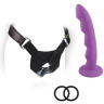 Фиолетовый страпон на регулируемом поясе с кольцами ADVANCED HARNESS KIT WITH AI - 16,5 см. купить в секс шопе