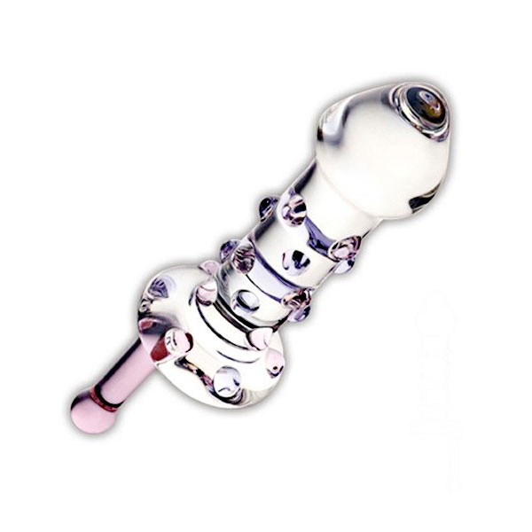 Небольшой стеклянный фаллос с ручкой Candy Land Juicer - 11,5 см. купить в секс шопе
