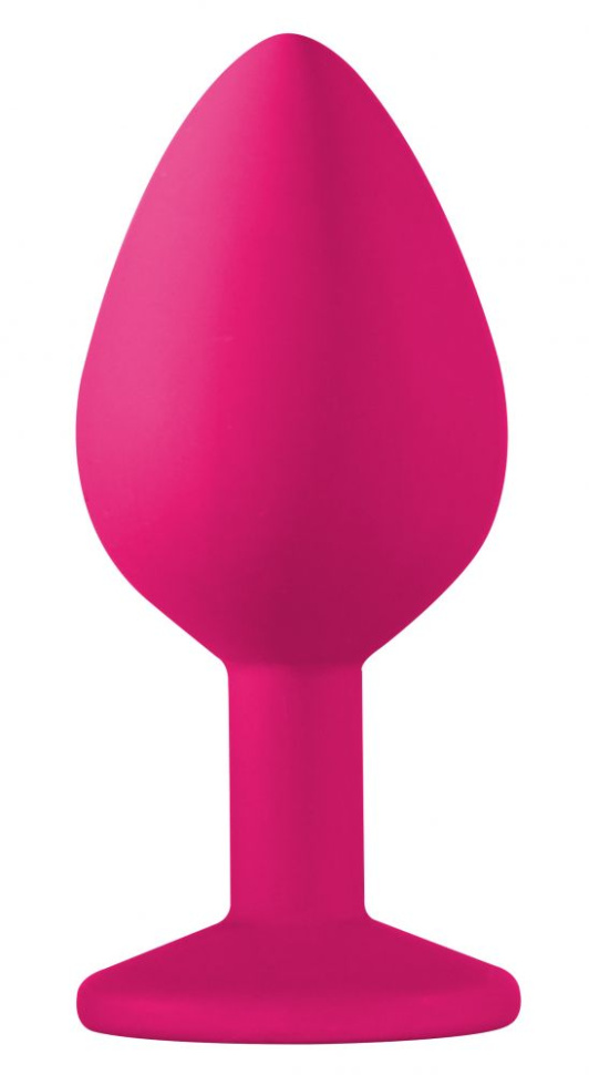 Средняя розовая анальная пробка Emotions Cutie Medium с фиолетовым кристаллом - 8,5 см. купить в секс шопе