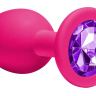 Средняя розовая анальная пробка Emotions Cutie Medium с фиолетовым кристаллом - 8,5 см. купить в секс шопе