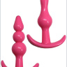 Набор из 4 розовых анальных пробок для ношения купить в секс шопе