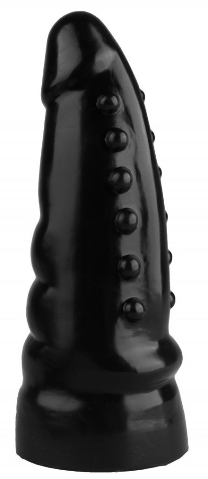 Черная анальная втулка с шипиками - 21 см.  купить в секс шопе