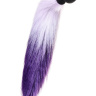 Черная анальная втулка с фиолетово-белым хвостиком - размер M купить в секс шопе