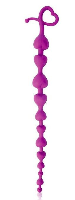 Фиолетовая анальная цепочка с ограничителем - 28 см. купить в секс шопе