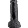 Чёрный фаллоимитатор с мошонкой 7  Cock with Balls - 19,4 см. купить в секс шопе