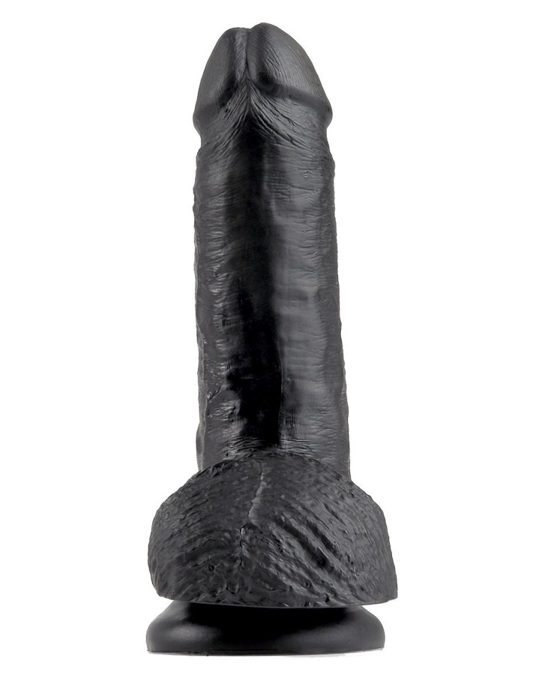 Чёрный фаллоимитатор с мошонкой 7  Cock with Balls - 19,4 см. купить в секс шопе