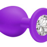 Средняя фиолетовая анальная пробка Emotions Cutie Medium с прозрачным кристаллом - 8,5 см. купить в секс шопе