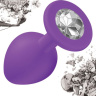 Средняя фиолетовая анальная пробка Emotions Cutie Medium с прозрачным кристаллом - 8,5 см. купить в секс шопе