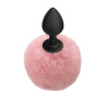 Черная анальная пробка с розовым пушистым хвостиком Fluffy купить в секс шопе