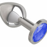 Серебристая средняя пробка с синим кристаллом - 8,5 см. купить в секс шопе