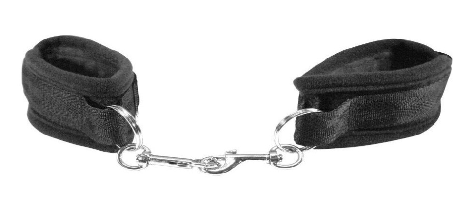 Чёрные наручники с карабинами Beginners Handcuffs купить в секс шопе