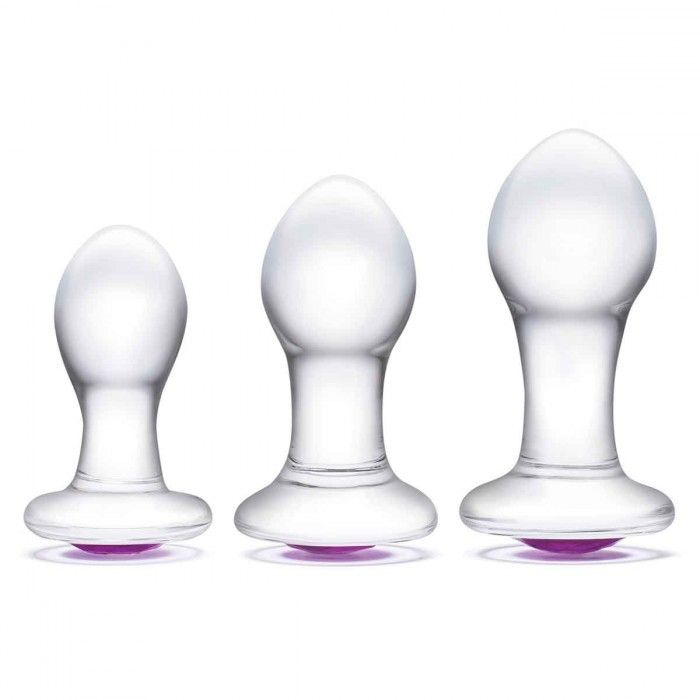 Набор из 3 стеклянных анальных пробок Bling Bling купить в секс шопе