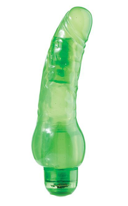 Зелёный гелевый вибратор JELLY JOY 7INCH 10 RHYTHMS GREEN - 17,5 см. купить в секс шопе