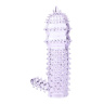 Фиолетовая насадка с закрытой головкой, шипами и отростком для стимуляции клитора - 14,2 см. купить в секс шопе