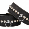 Черные наручники Diamond Studded Wrist Cuffs купить в секс шопе