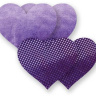 Комплект из 1 пары фиолетовых пэстис-сердечек с блестками и 1 пары сиреневых пэстис-сердечек с гладкой поверхностью купить в секс шопе