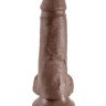 Коричневый фаллоимитатор с мошонкой 7  Cock with Balls - 19,4 см. купить в секс шопе
