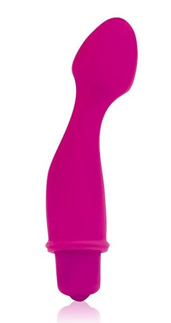 Розовый силиконовый изогнутый вибромассажер - 11,5 см. купить в секс шопе