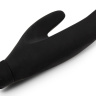 Черный силиконовый вибратор с клиторальным отростком - 11,5 см. купить в секс шопе