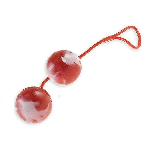 Красно-белые вагинальные шарики  со смещенным центром тяжести Duoballs купить в секс шопе