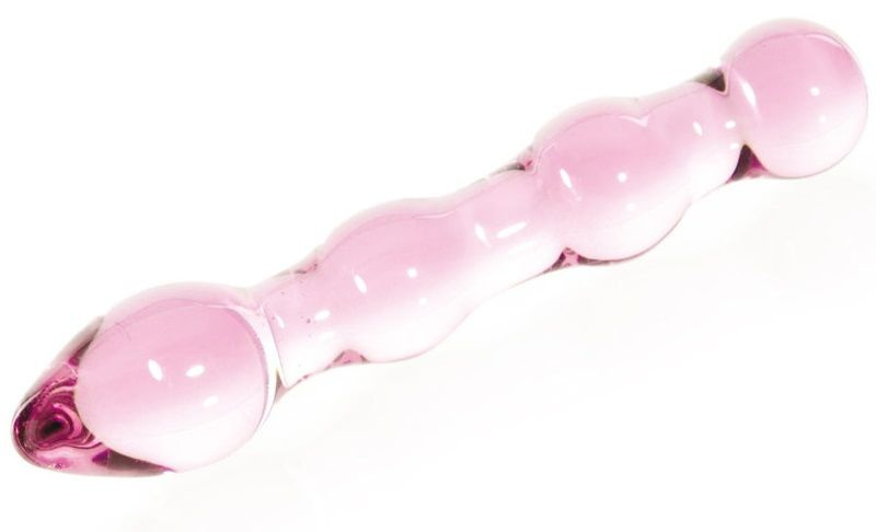 Розовый фаллоимитатор-ёлочка из прозрачного стекла - 17 см. купить в секс шопе