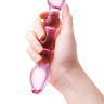 Розовый фаллоимитатор-ёлочка из прозрачного стекла - 17 см. купить в секс шопе