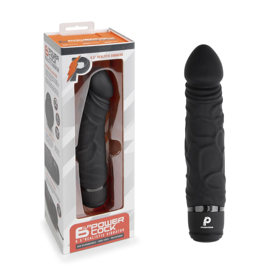Черный вибратор-реалистик 6.5  Girthy Realistic Vibrator - 19 см. купить в секс шопе