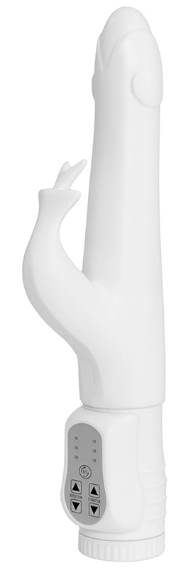 Белый вибратор с клиторальным отростком Kelsi - 18,5 см. купить в секс шопе