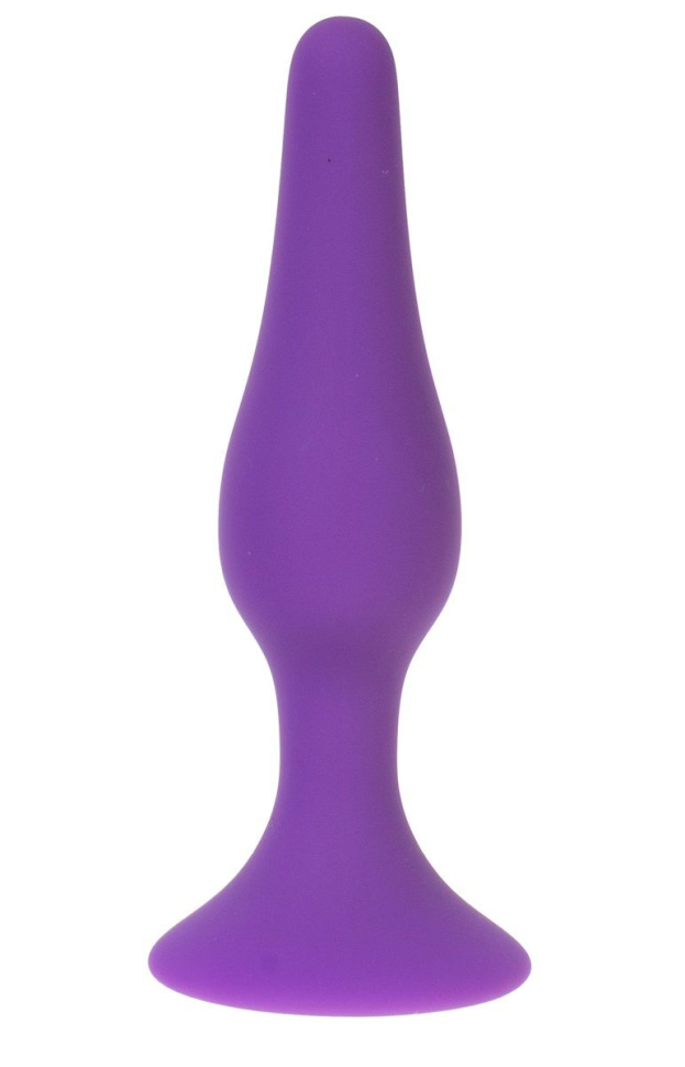 Фиолетовая силиконовая анальная пробка размера S - 10 см. купить в секс шопе