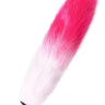 Черная анальная втулка с бело-розовым хвостом - размер M купить в секс шопе