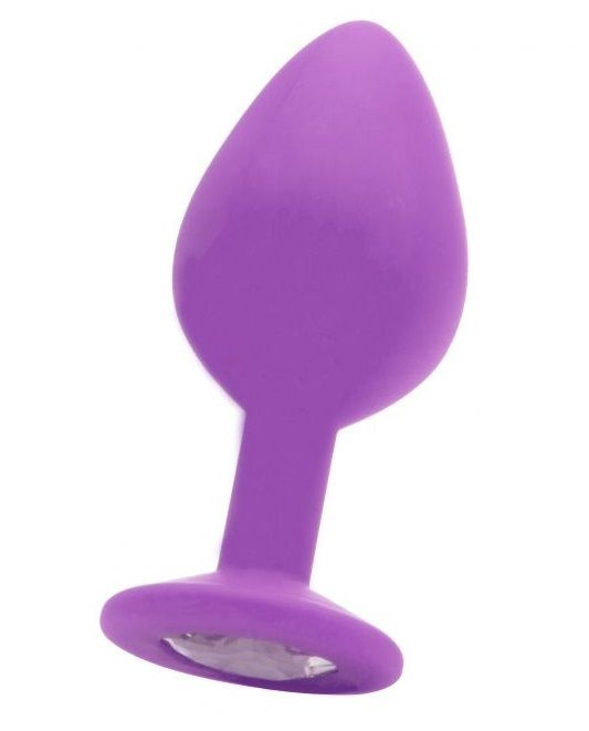 Большая фиолетовая анальная пробка OUCH! Large Diamond Butt Plug с кристаллом - 8 см. купить в секс шопе