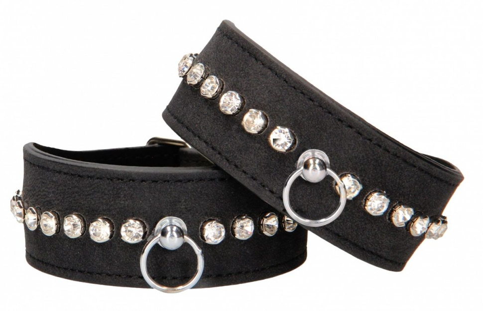 Черные поножи Diamond Studded Ankle Cuffs купить в секс шопе