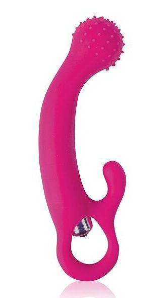 Розовый силиконовый вибромассажер с круглой головкой - 13 см. купить в секс шопе