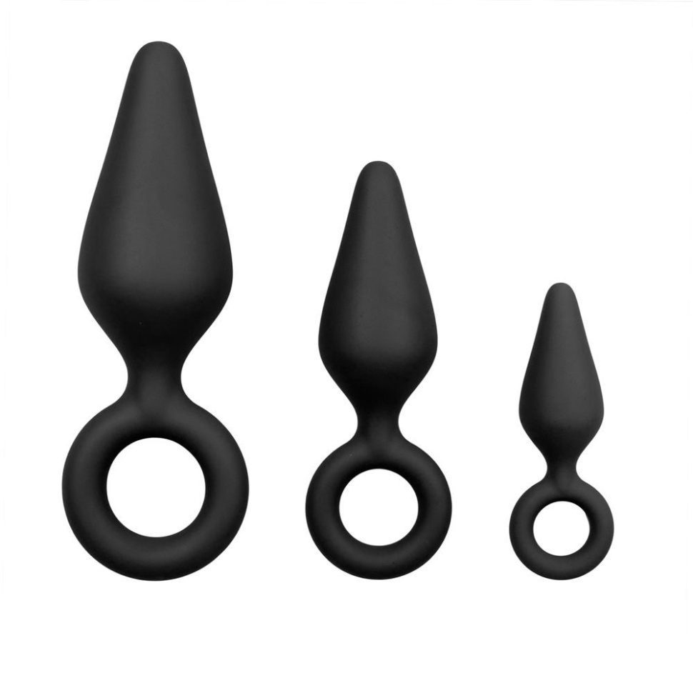 Набор из 3 черных анальных пробок Pointy Plug Set купить в секс шопе